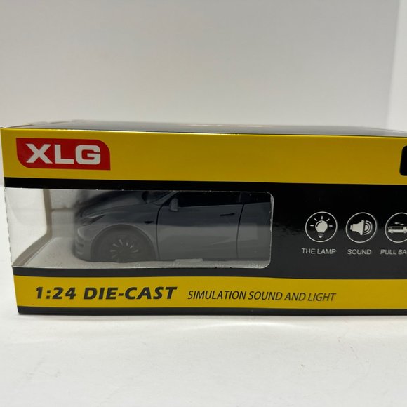 1:24 Tesla Model Y Diecast With Headlight & Taillight LED Gray - Picture 9 of 10
